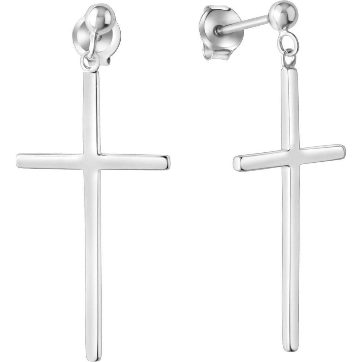 Minimalistische Kreuz-Ohrhänger aus Sterling Silber