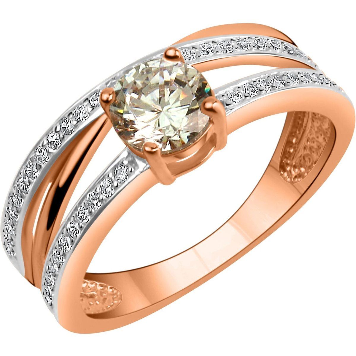 Eleganter Doppelband-Ring mit Zirkonia