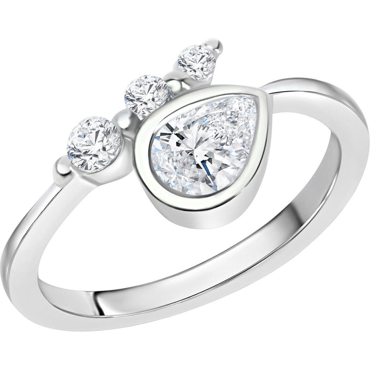 Silberring mit tropfenförmigem Zirkonia