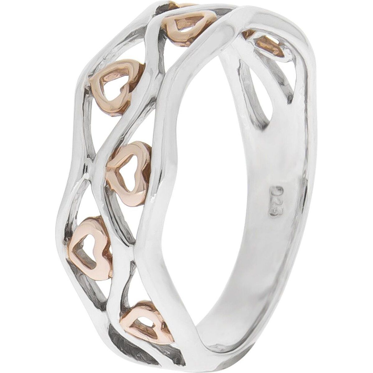 Verflochtener Ring mit Herzmotiven