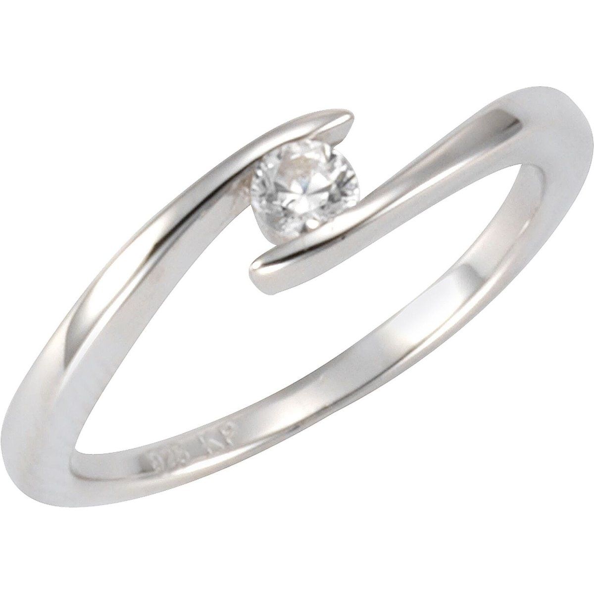 Minimalistischer Bypass-Ring mit Zirkonia