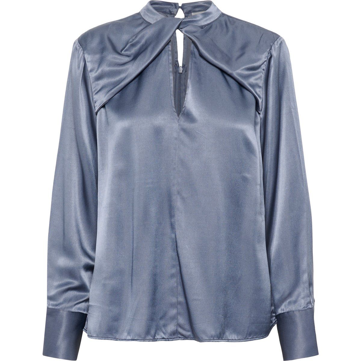 Satinbluse mit Schlüsselloch-Ausschnitt
