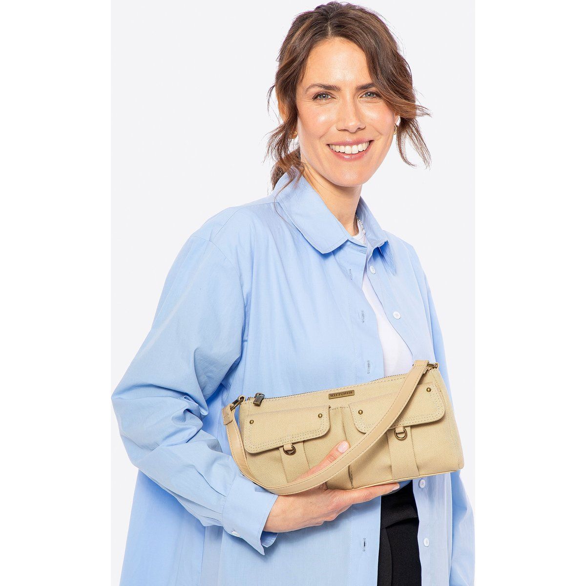 Baumwoll-Schultertasche mit mehreren Taschen