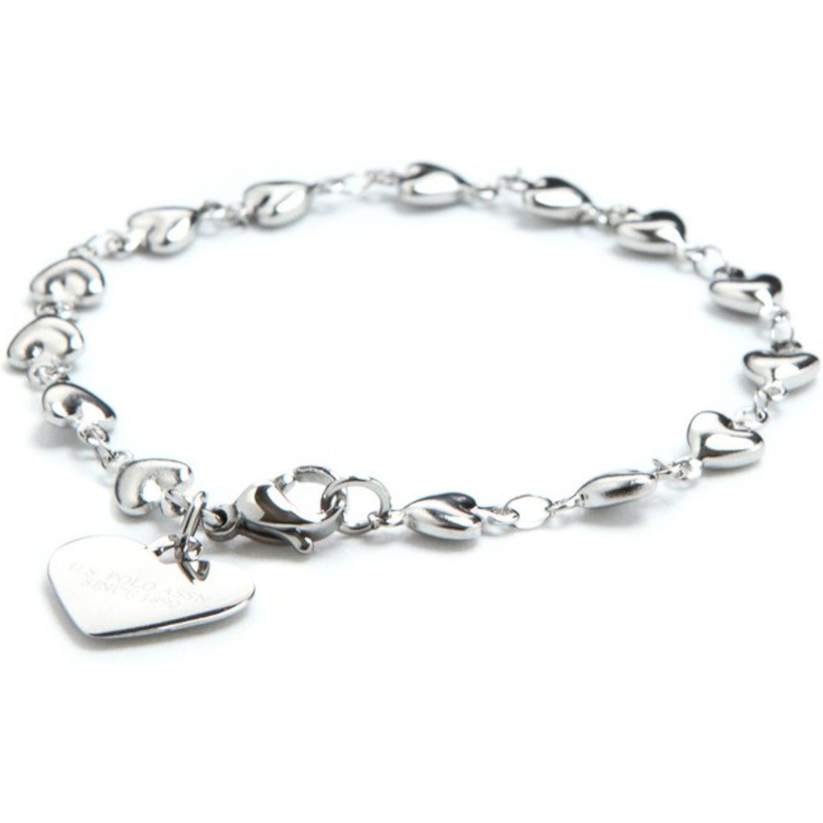 Herz-Armband aus poliertem Edelstahl