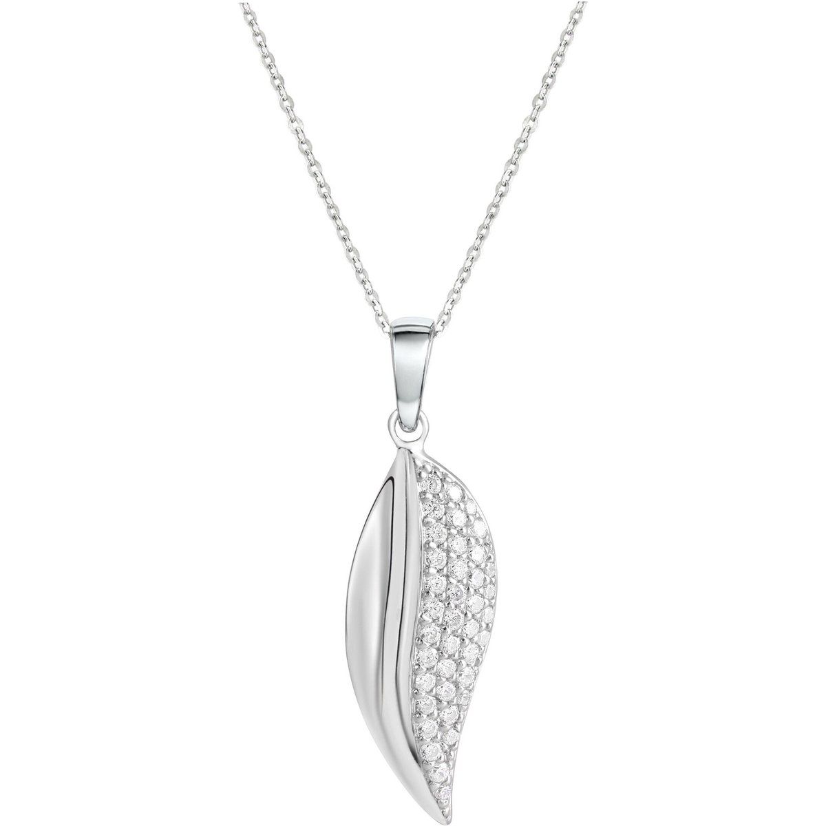 Elegante Silberhalskette mit Blattanhänger