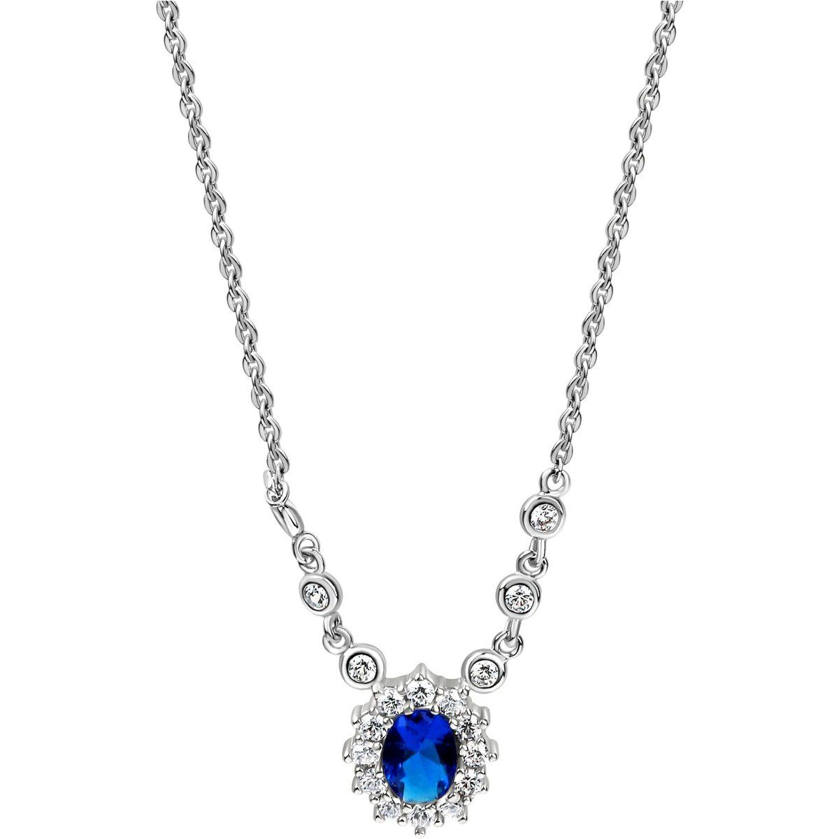 Elegante Halskette mit ovalem blauen Anhänger