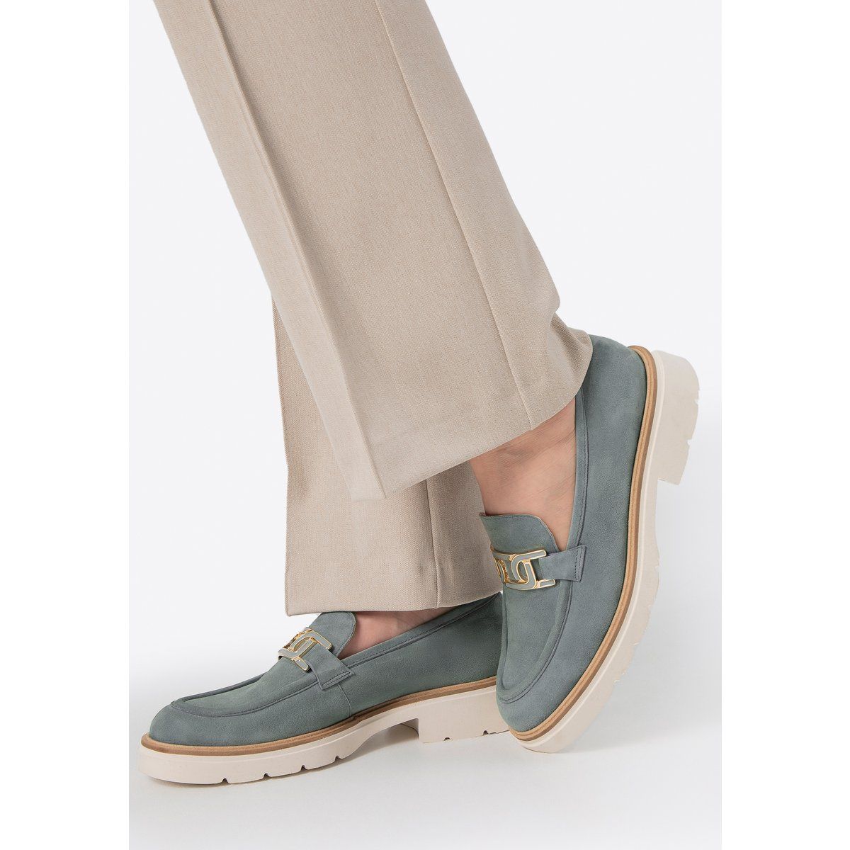 Wildleder-Loafer mit Chunky-Sohle