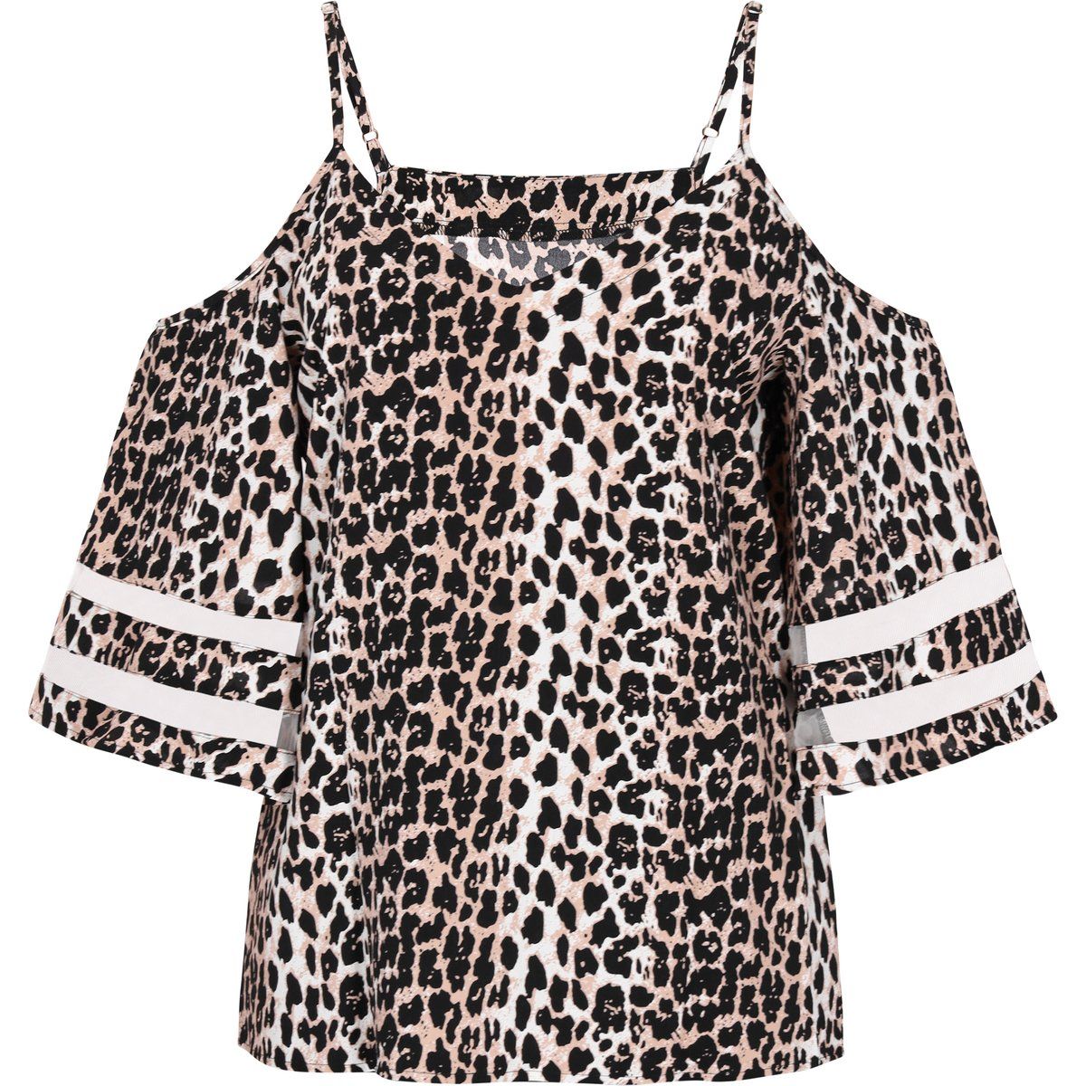 Leopard-Bluse mit Cold-Shoulder-Schnitt