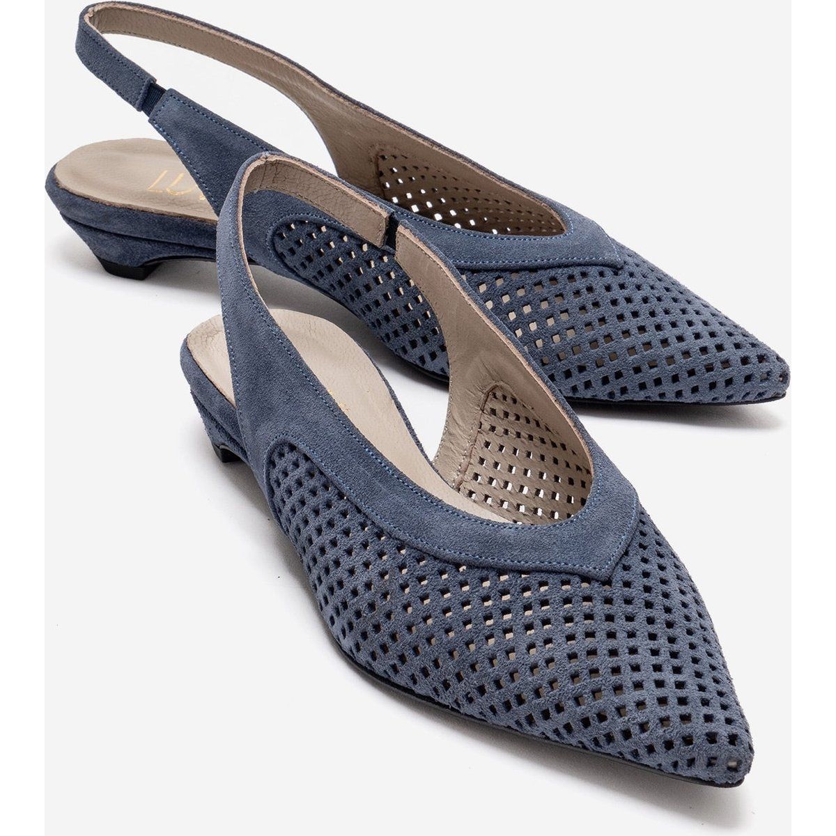 Laser-Cut Veloursleder Slingback-Pumps