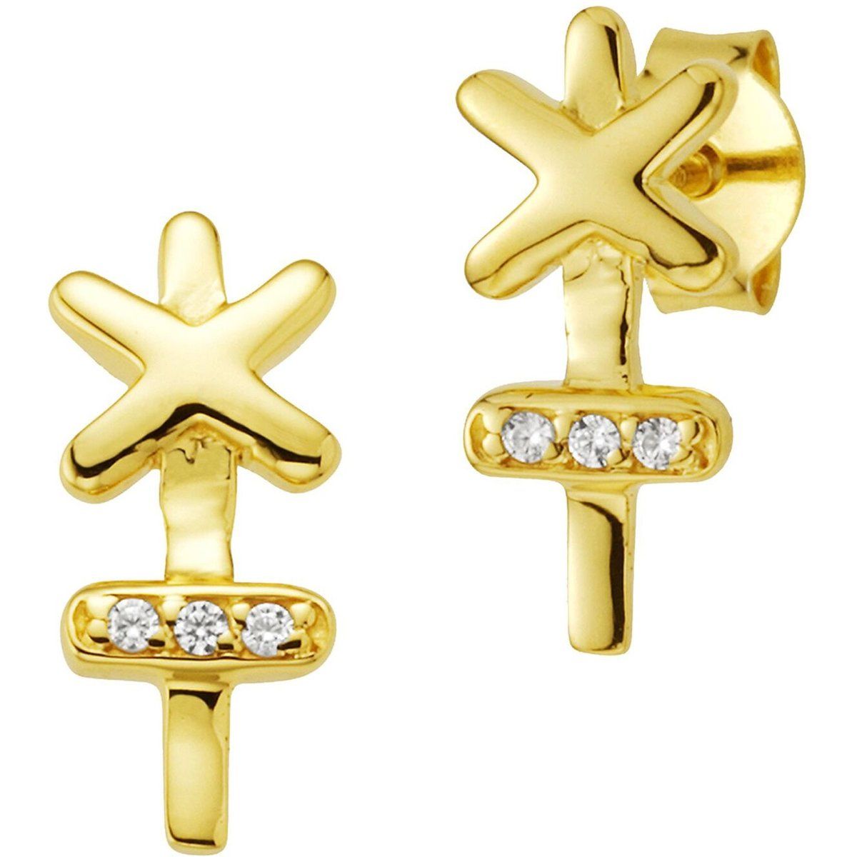 Moderne Kreuz-Ohrstecker mit Zirkonia