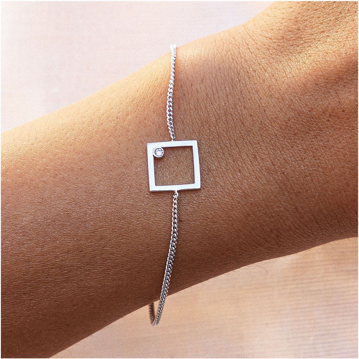Filigranes geometrisches Rechteck-Panzerarmband
