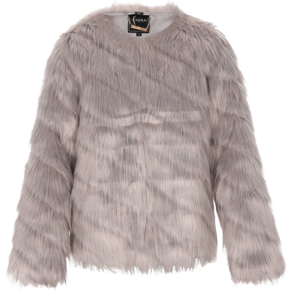 Luxuriöse Kunstpelzjacke mit Struktur