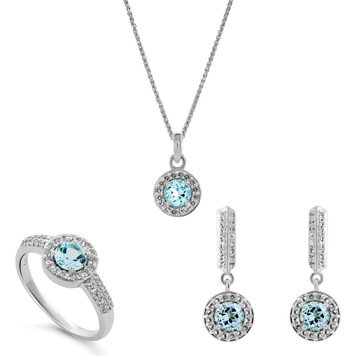 Elegantes Schmuckset mit runden Halos