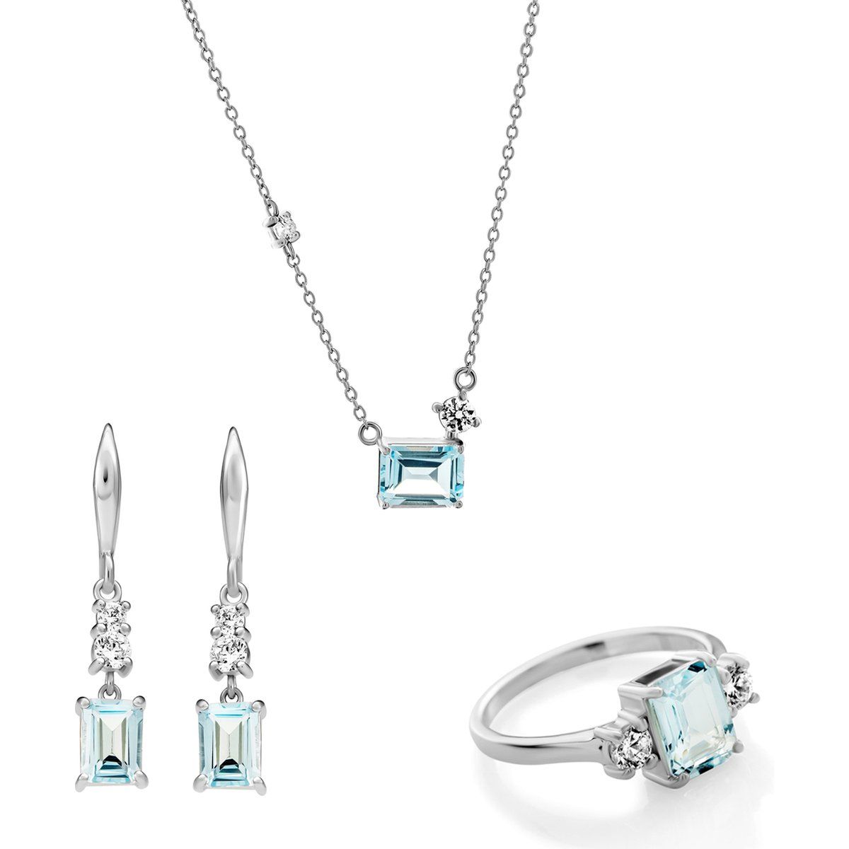 Elegantes Edelstein-Set mit Smaragdschliff