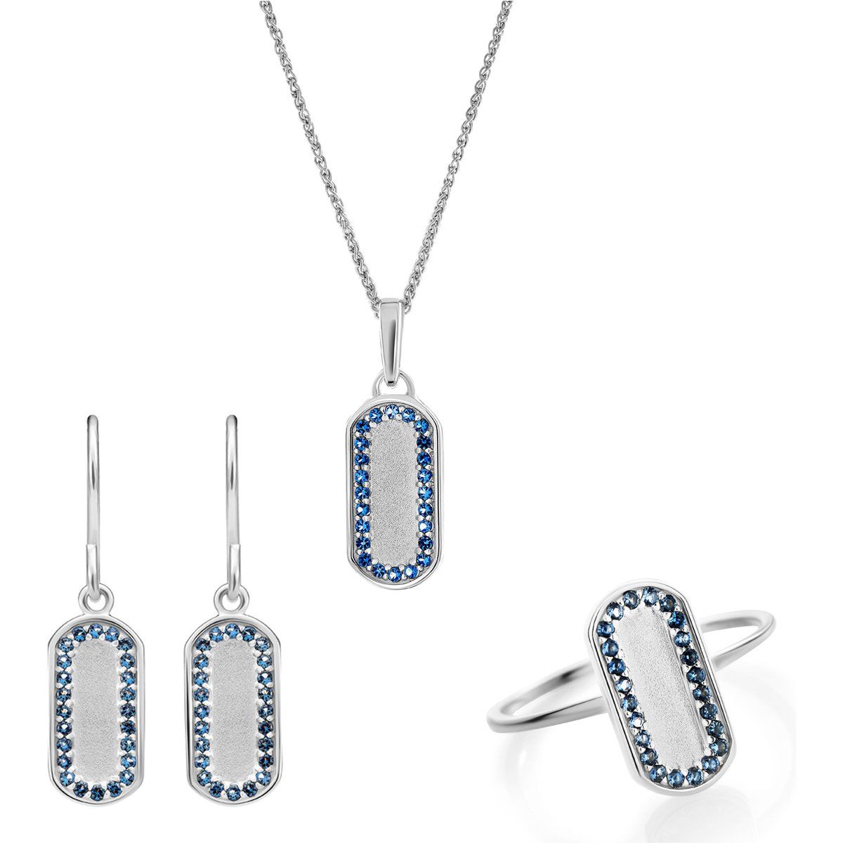 Schmuckset mit blauen Schmucksteinen