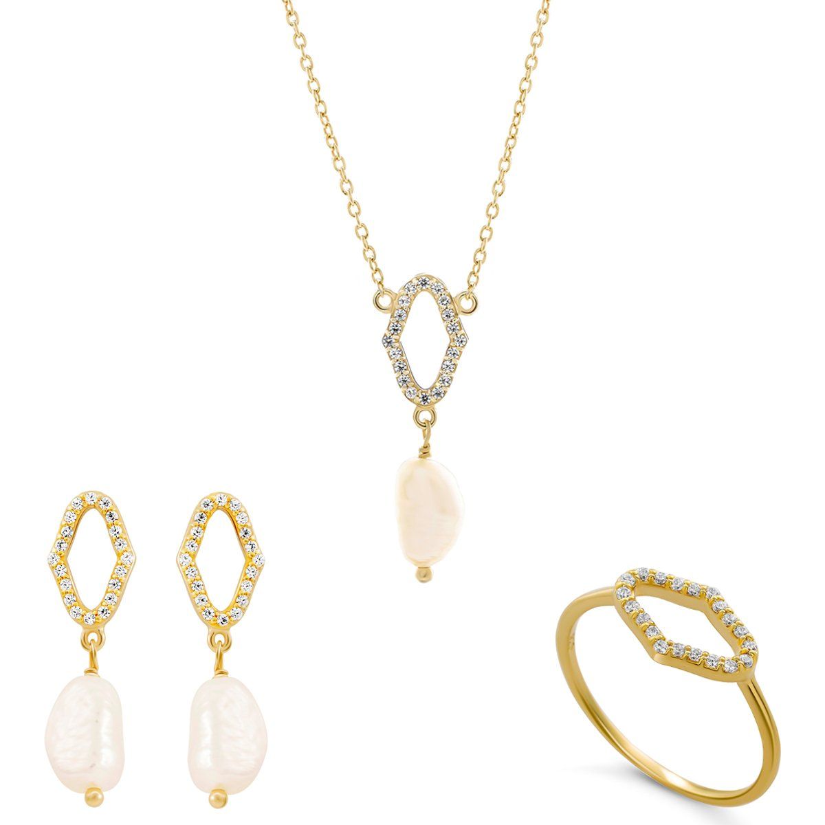 Geometrisches Perlen-Schmuckset mit Raute