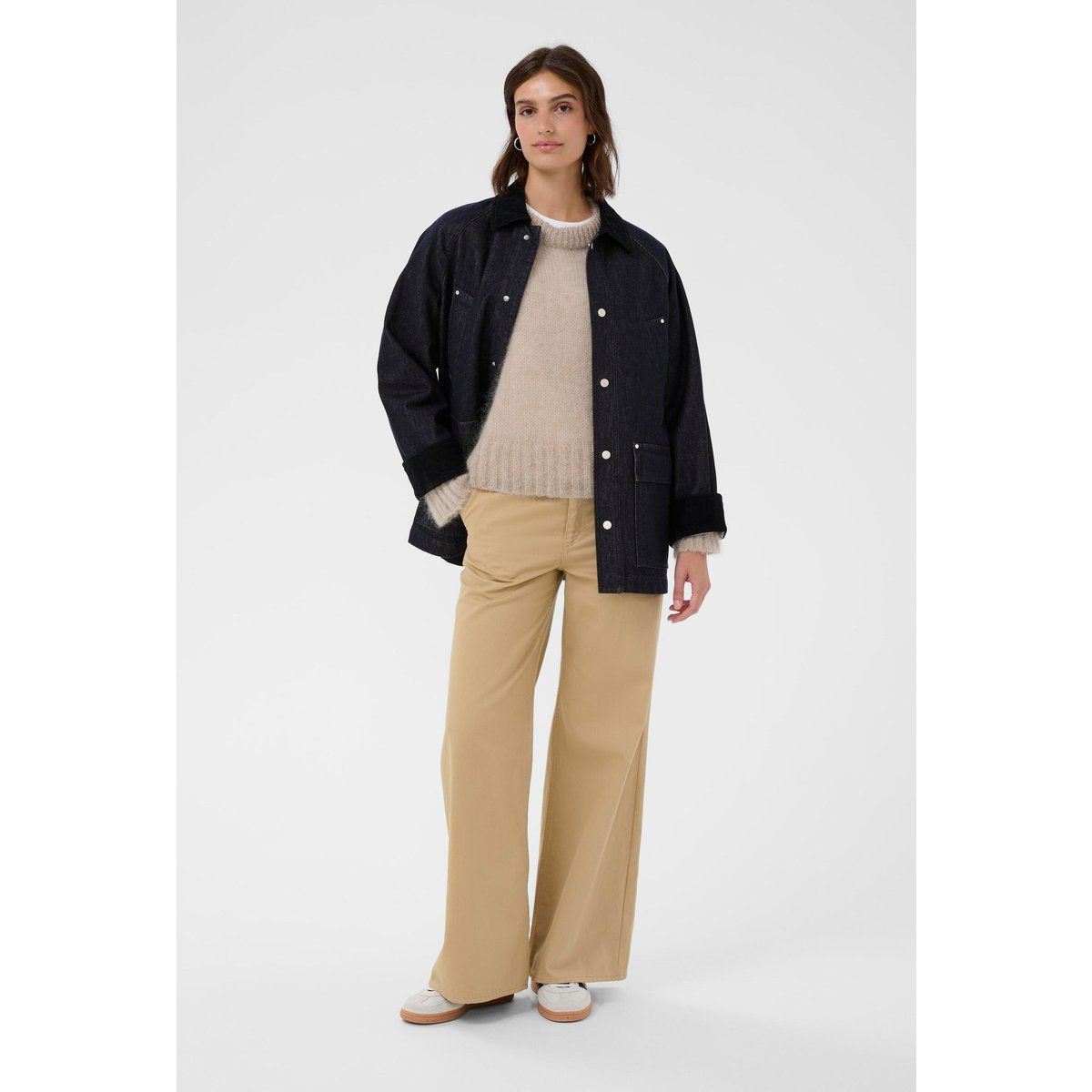 Oversize-Jeansjacke mit Cordkragen