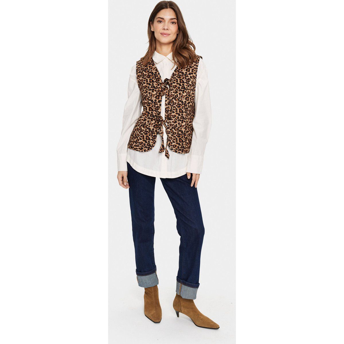 Gesteppte Weste mit Leopardenmuster
