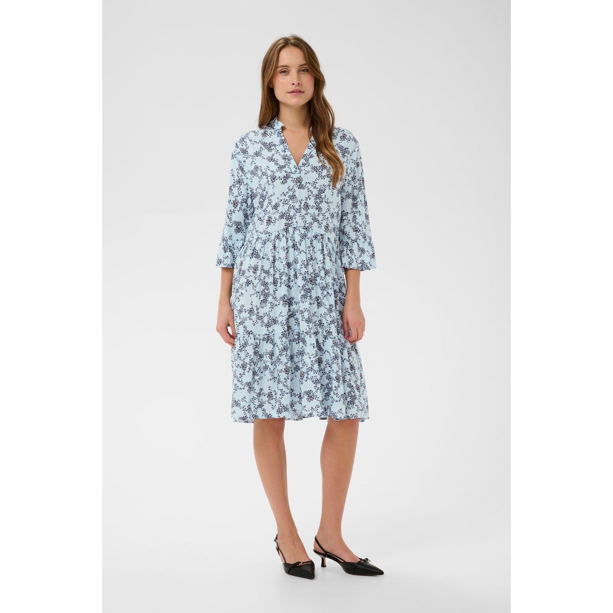 Gestuftes Midikleid mit Blumenmuster