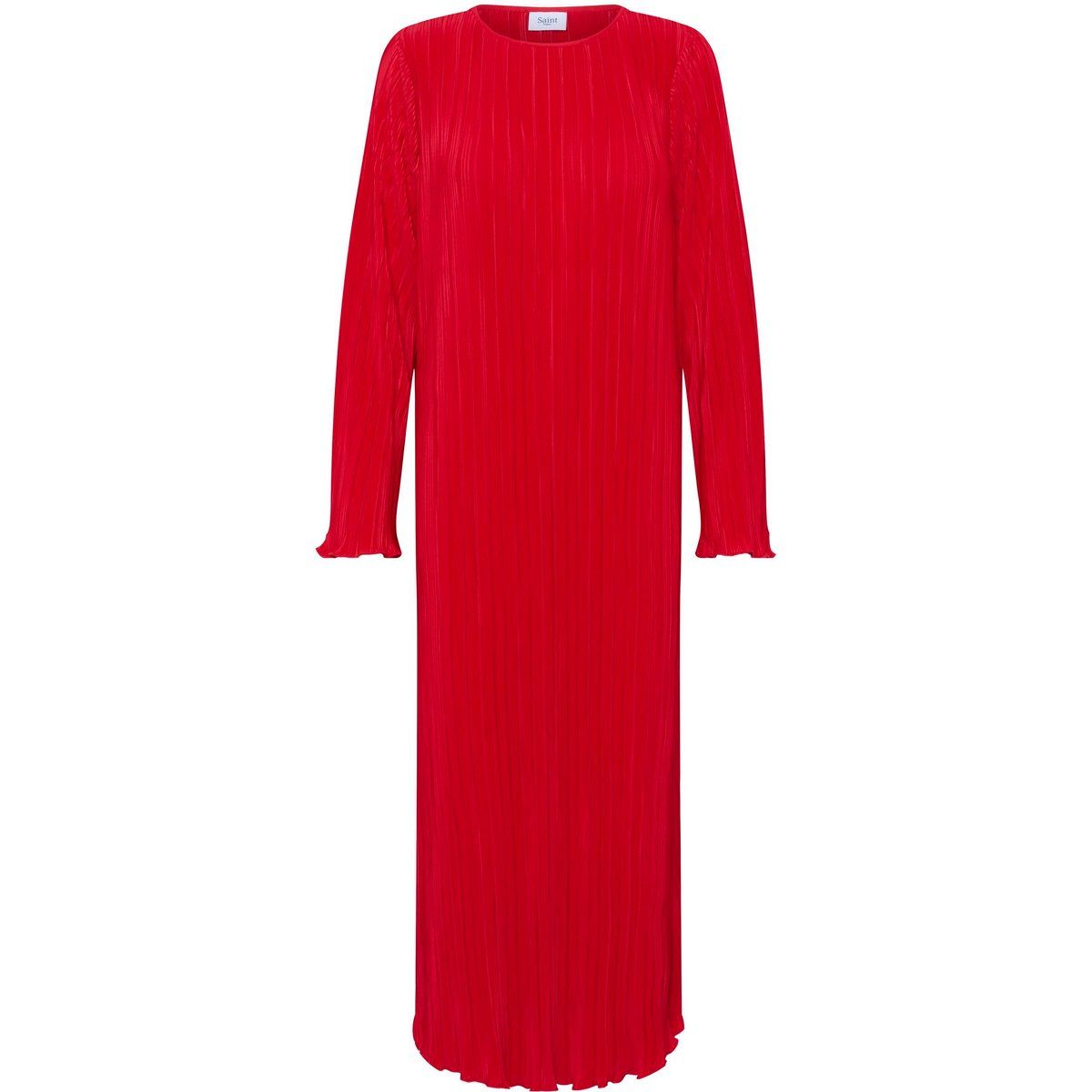Elegantes Plissiertes Langarm-Midikleid