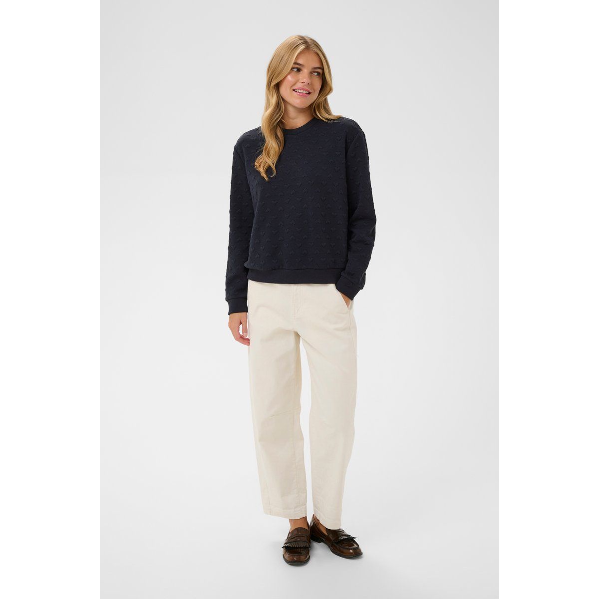 Sweatshirt mit Herzstruktur und Lockere Passform