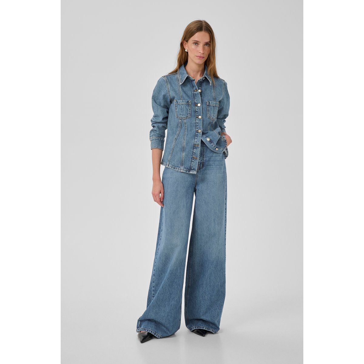 Weite High-Waist Jeanshose