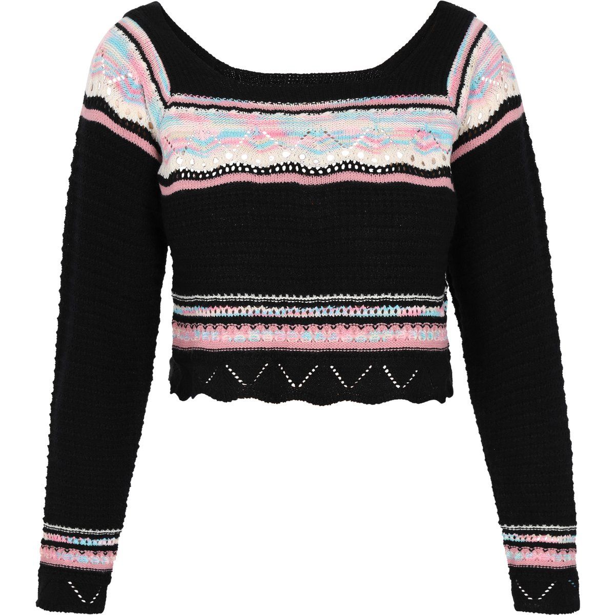 Kurz geschnittener Boho-Strickpullover