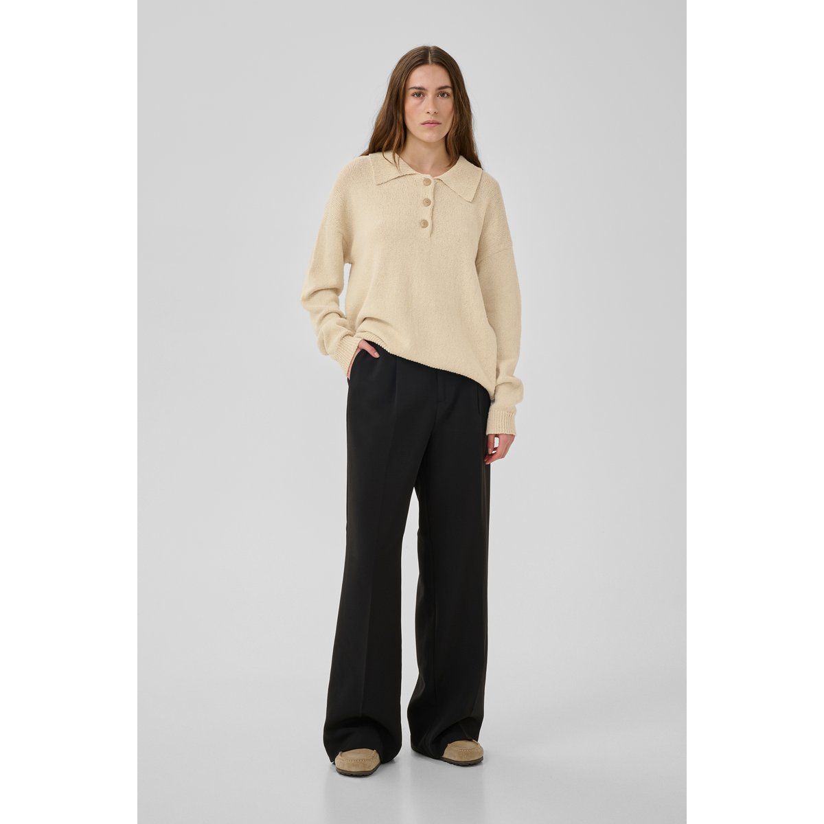Oversize-Strickpullover mit Polokragen