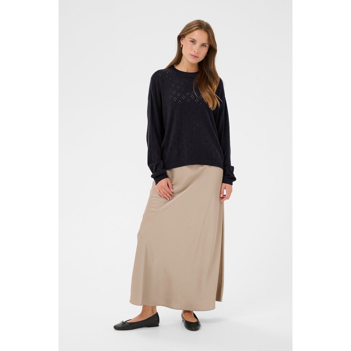Lockerer Pointelle-Strickpullover