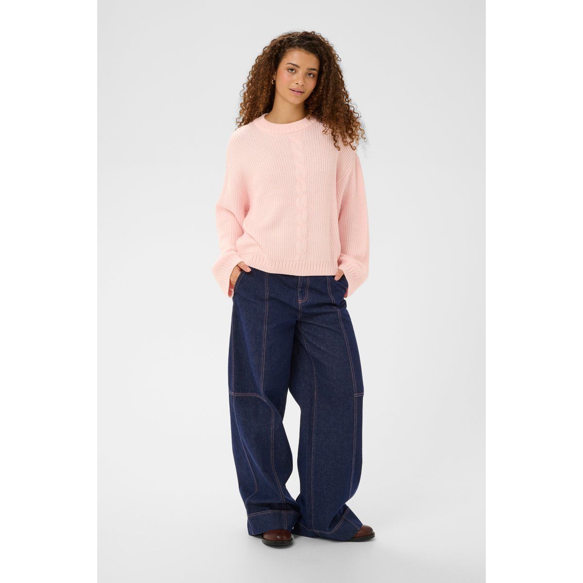 Oversize-Strickpullover mit Zopfmuster