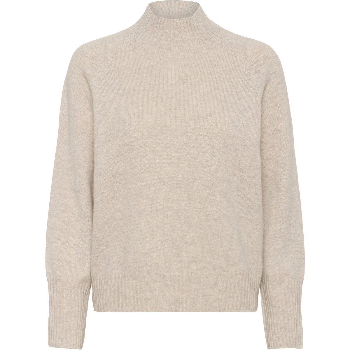 Feinstrickpullover mit Stehkragen und Rippbündchen