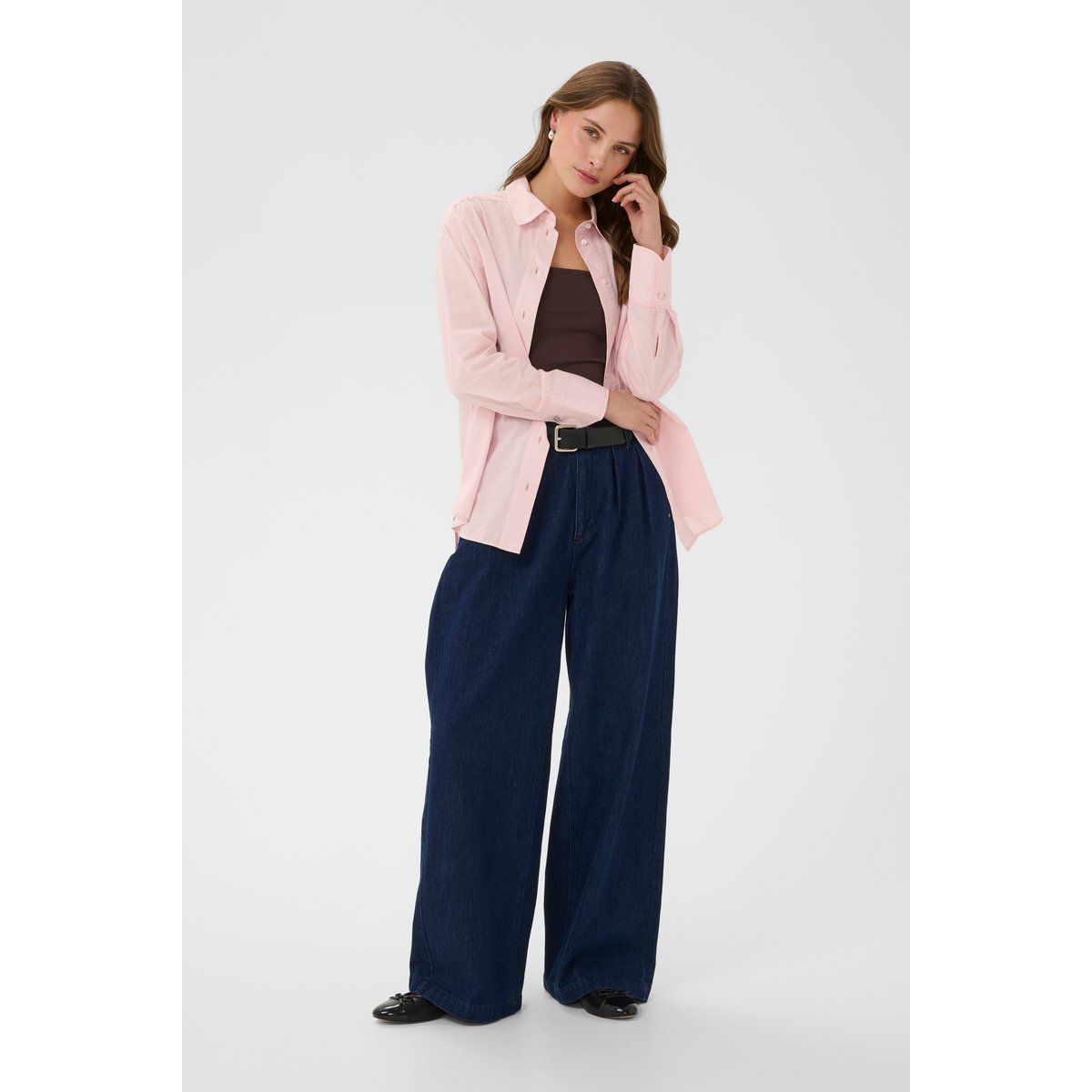 Oversize-Baumwollhemd mit Knopfleiste