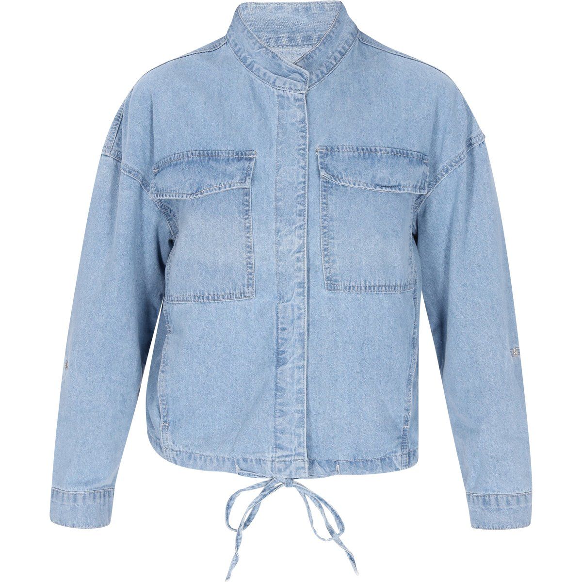 Lässige Jeansjacke mit Kordelzug-Saum