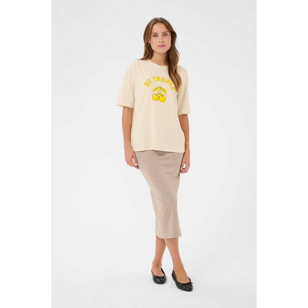 Grafik-T-Shirt mit Kirsch-Print