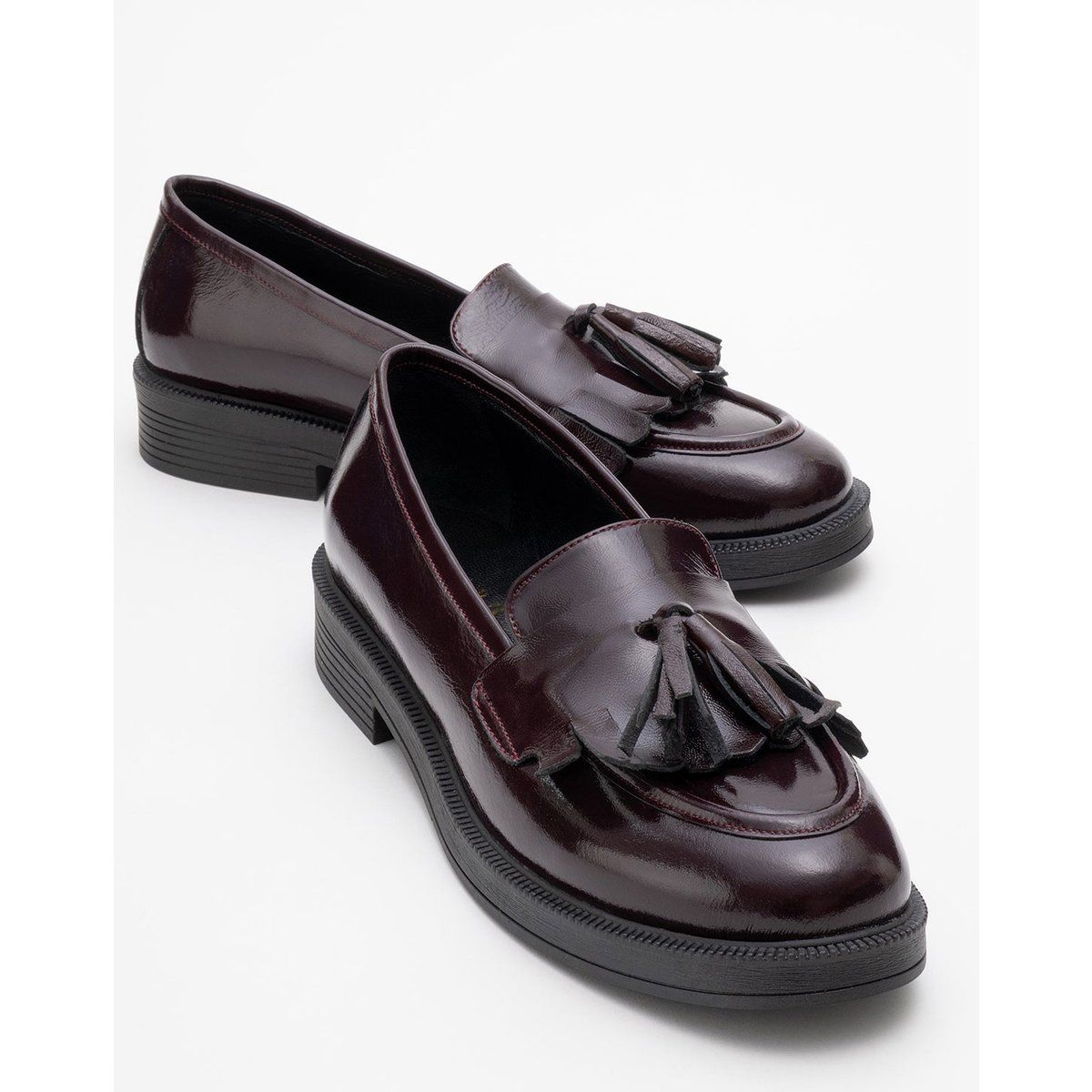 Klassische Leder-Loafer mit Quasten-Profilsohle