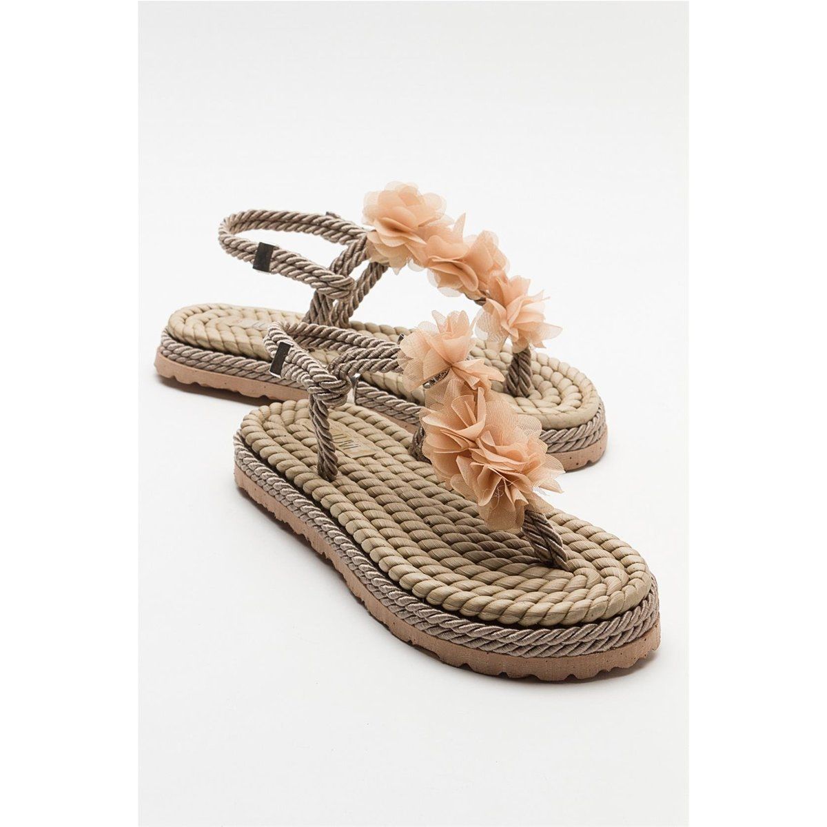Florale Seilsandalen mit Zehensteg