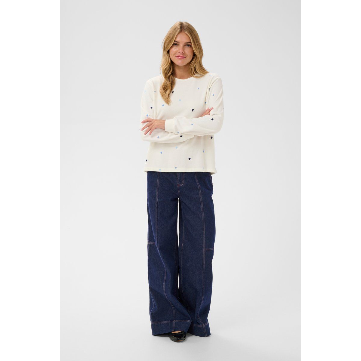 Sweatshirt mit Herzprint und lockerer Passform