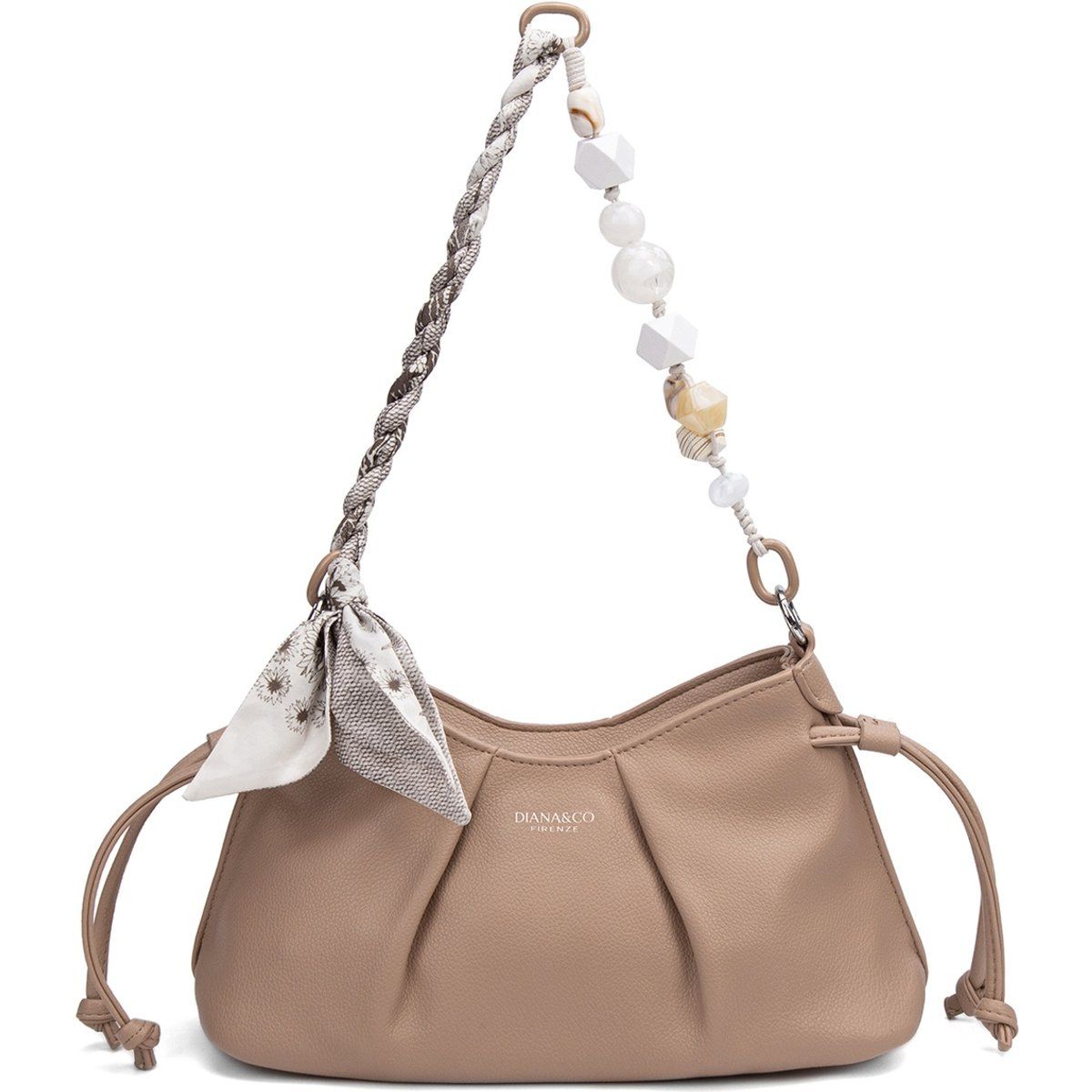 Plissierte Schultertasche aus veganem Leder