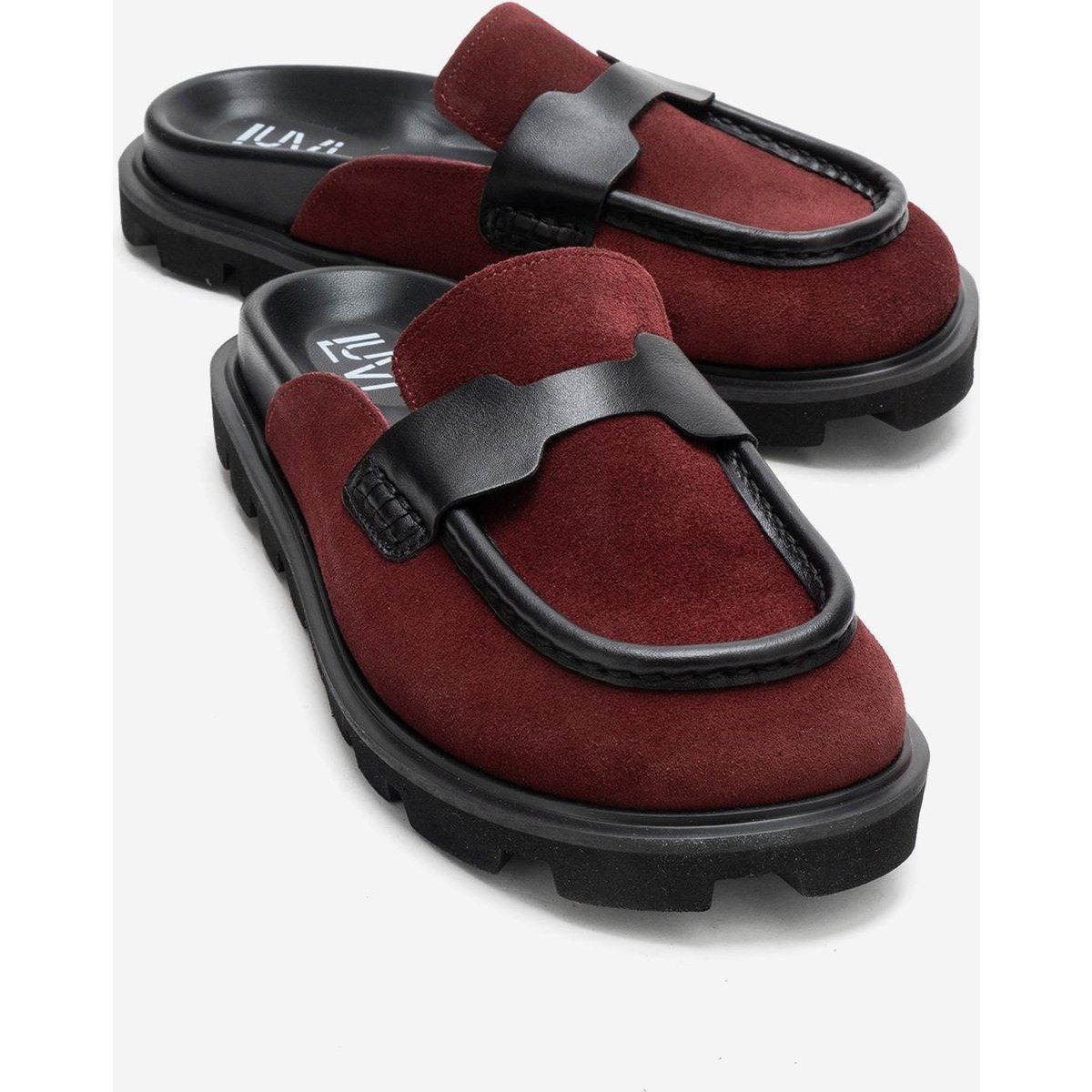 Chunky Suede-Mules im Loafer-Stil