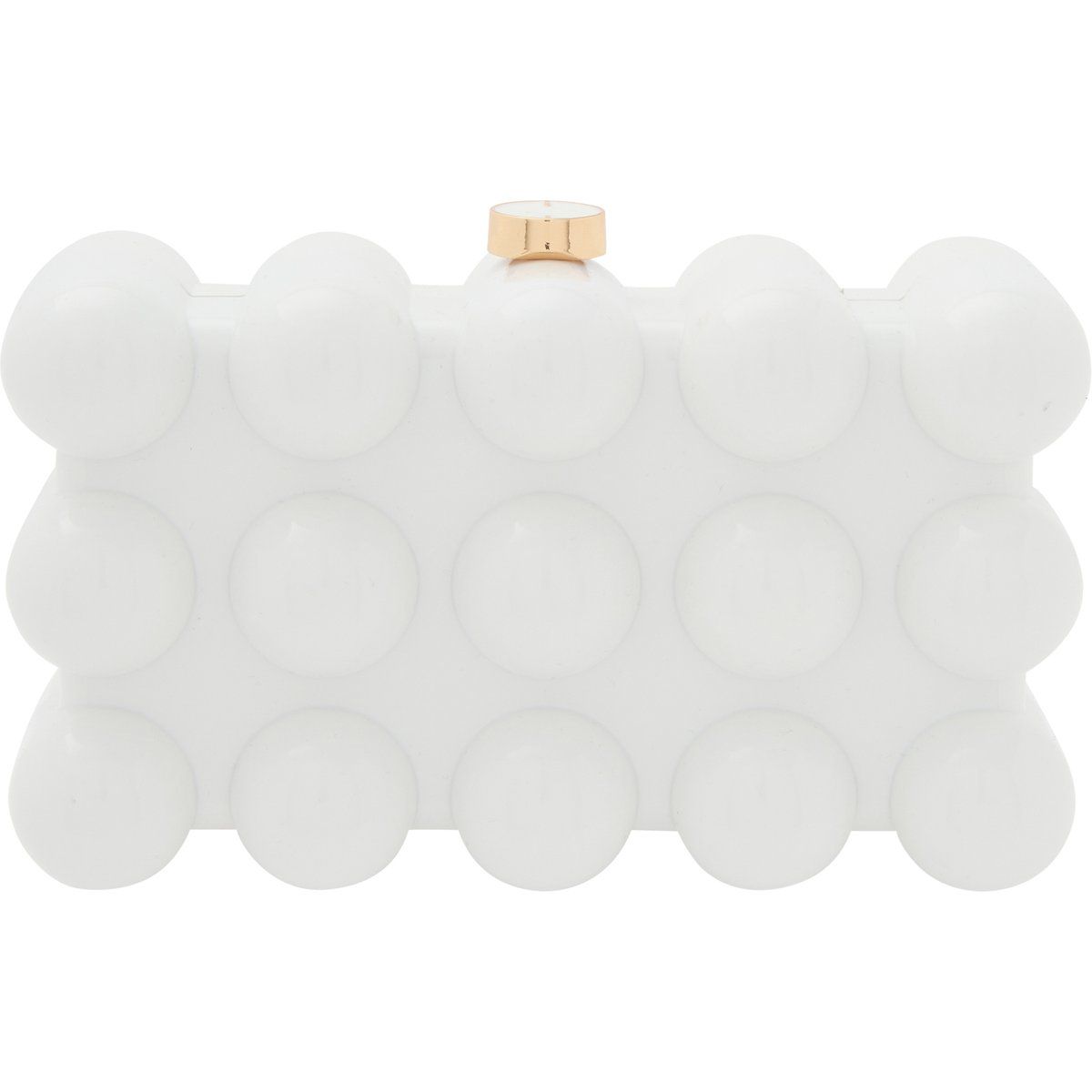 Skulpturale Box-Clutch mit Noppenmuster