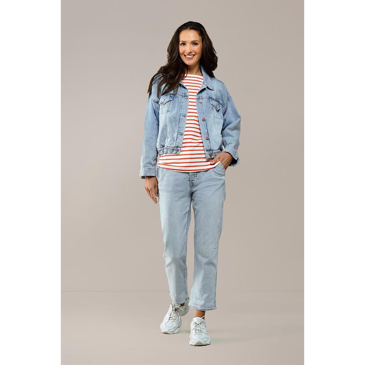 Oversized-Jeansjacke mit elastischem Saum