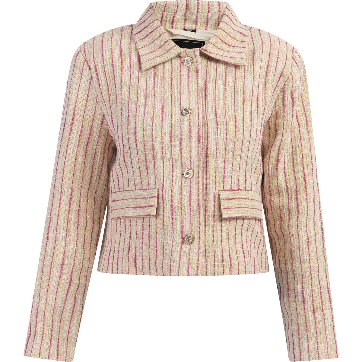 Kurze Gestreifte Bouclé-Blazerjacke
