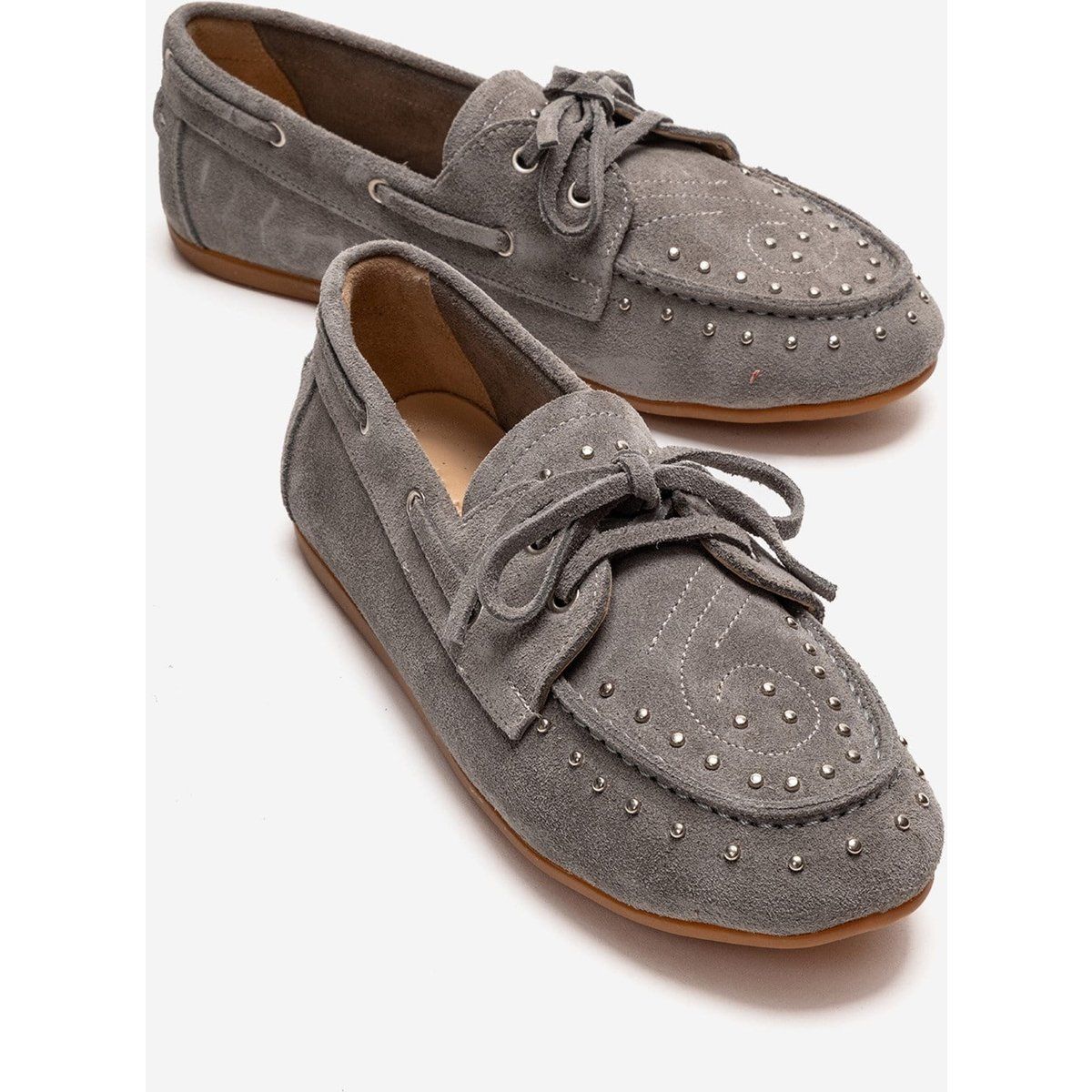 Besetzte Wildleder-Schnür-Loafer