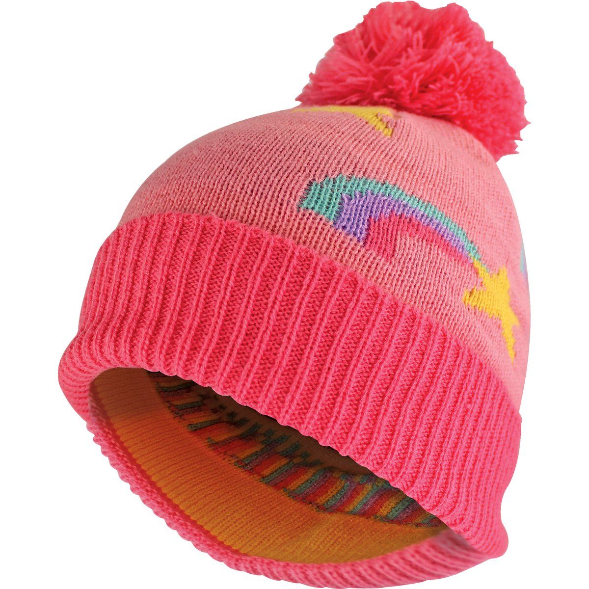 Jacquard-Bommelmütze mit Sternschnuppen-Motiv