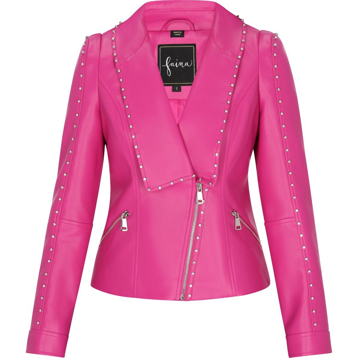 Bikerjacke aus Kunstleder mit Nietendetails