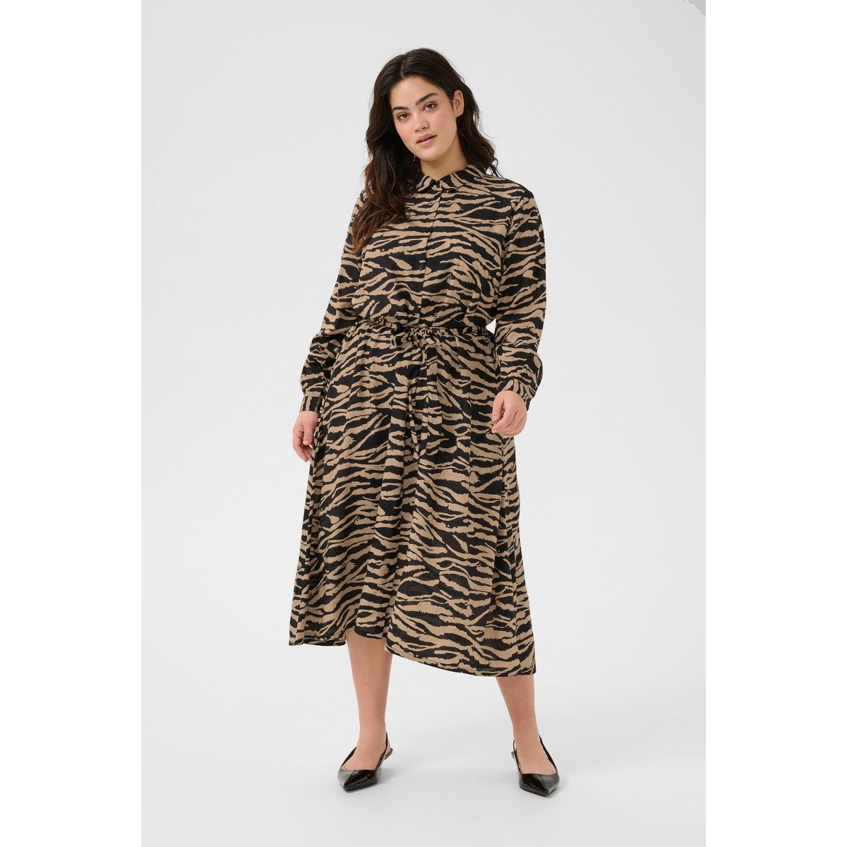 Hemdblusenkleid mit Tiger-Print