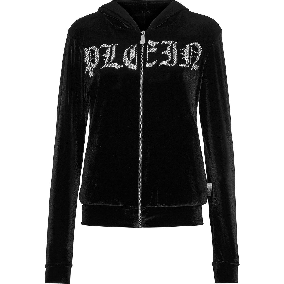Chenille-Kapuzenjacke mit Gothic-Schriftzug