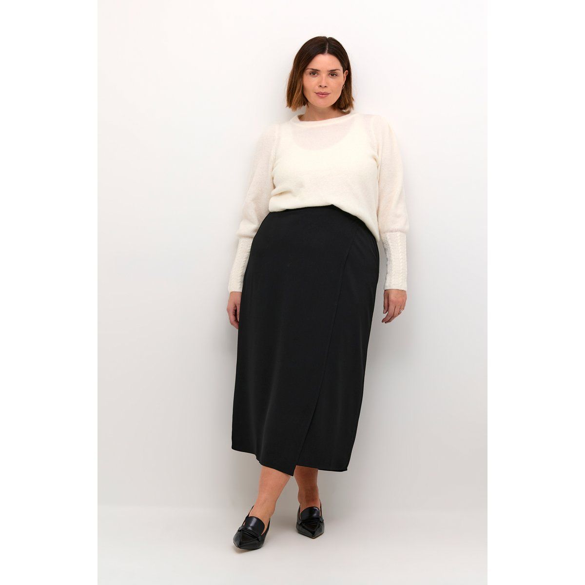 Eleganter High-Waist Wickel-Midirock