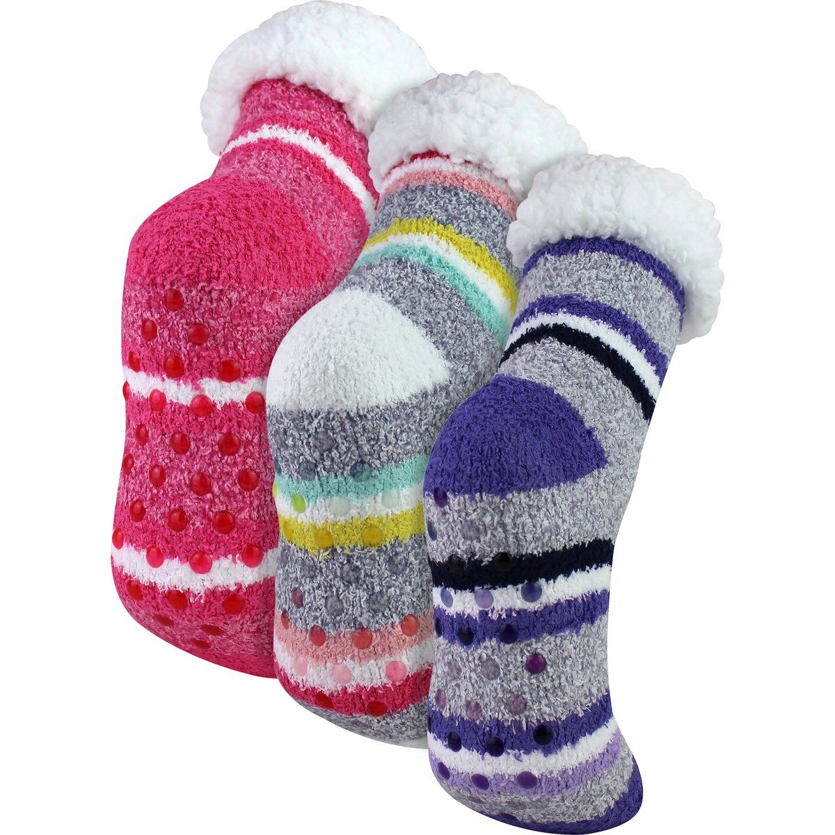 Gestreifte Flauschige Kuschelsocken für Damen