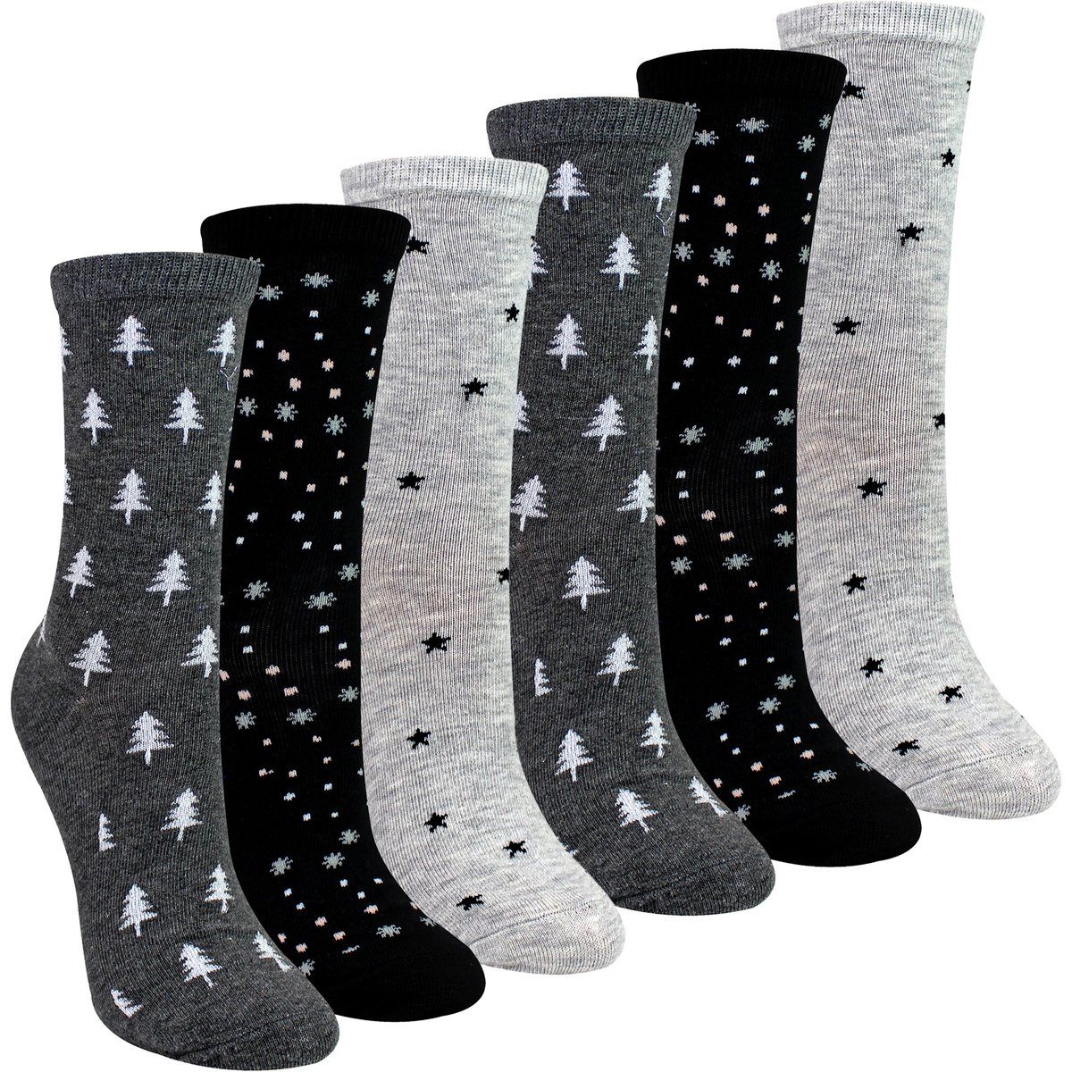 Socken mit Baum- und Sternenmuster
